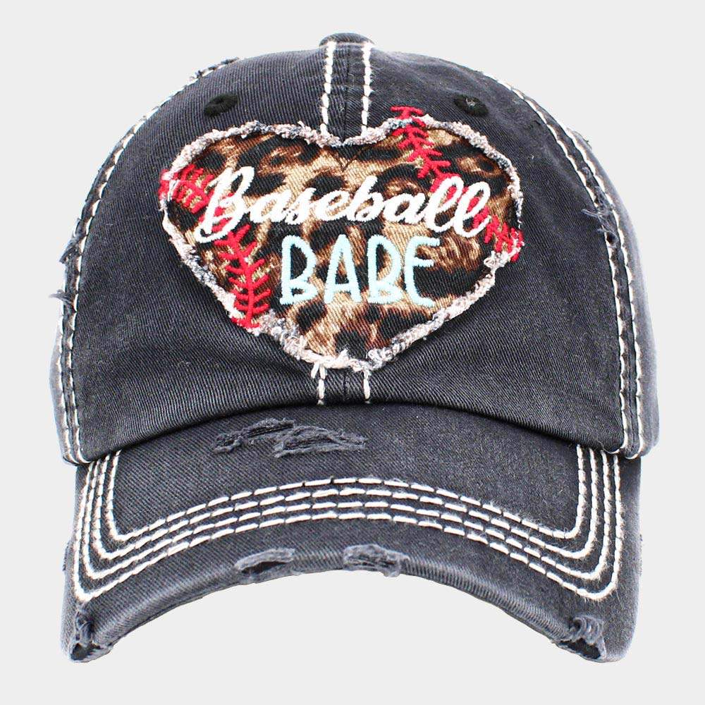 Baseball Babe Leopard Patterned Heart Vintage Baseball Cap - Madeline Love - Flyclothing LLC