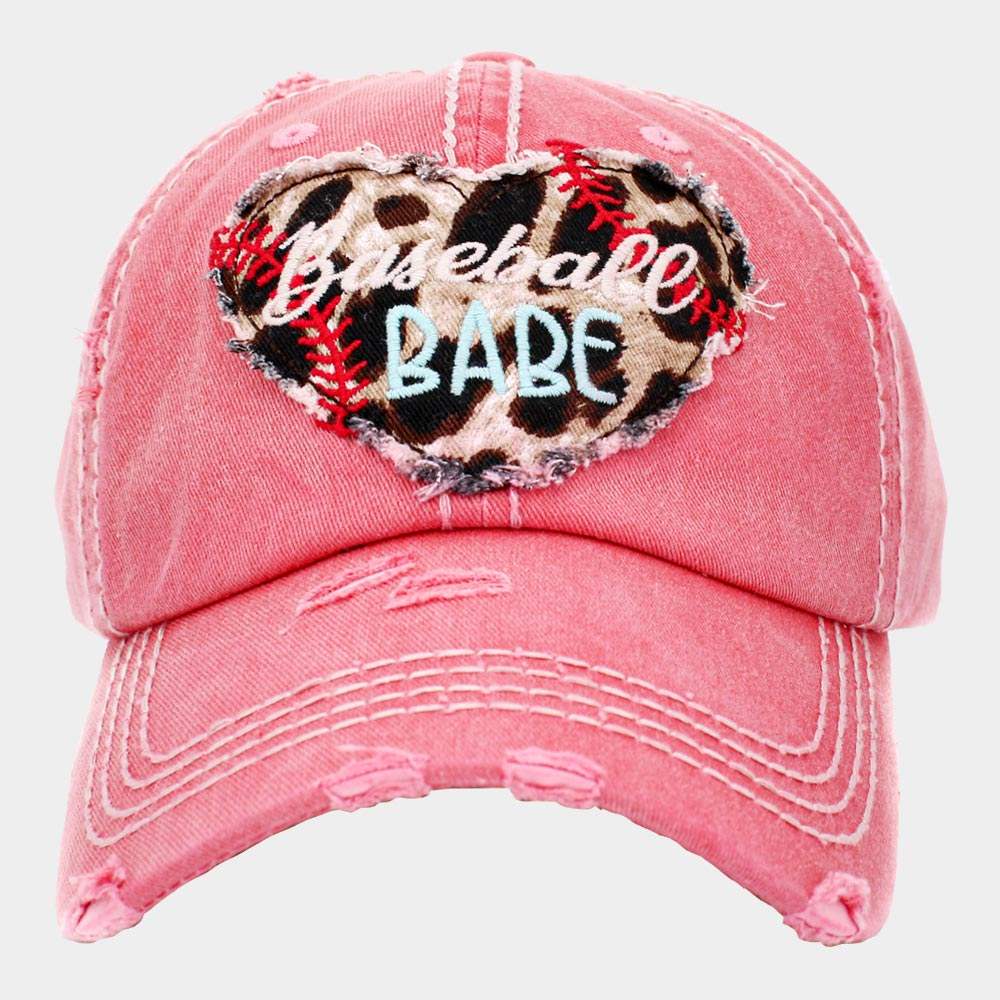 Baseball Babe Leopard Patterned Heart Vintage Baseball Cap - Madeline Love - Flyclothing LLC