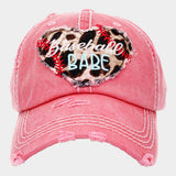 Baseball Babe Leopard Patterned Heart Vintage Baseball Cap - Madeline Love - Flyclothing LLC