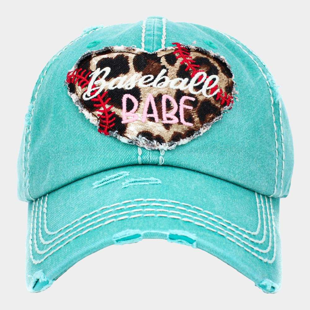 Baseball Babe Leopard Patterned Heart Vintage Baseball Cap - Madeline Love - Flyclothing LLC