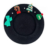 Wool Blended Christmas Charm Pointed Beret Hat - Madeline Love - Flyclothing LLC
