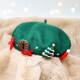 Wool Blended Christmas Charm Pointed Beret Hat - Madeline Love - Flyclothing LLC