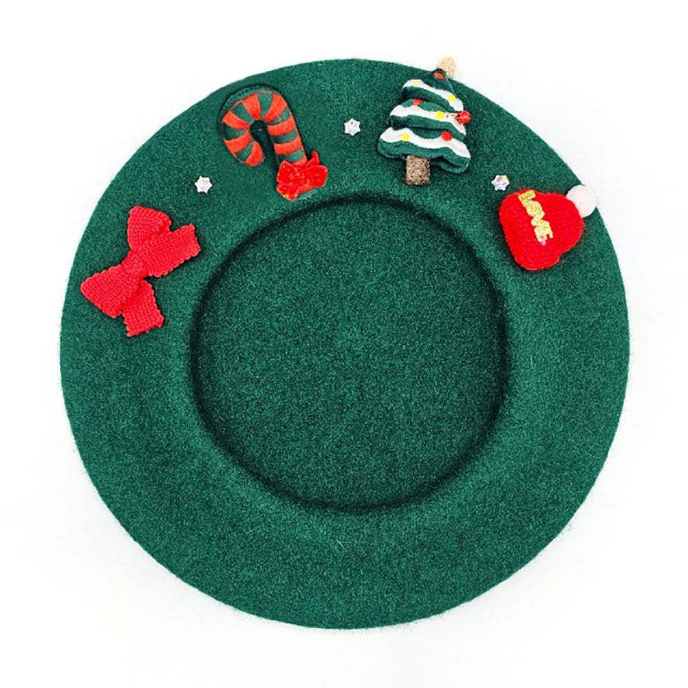 Wool Blended Christmas Charm Pointed Beret Hat - Madeline Love - Flyclothing LLC