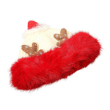 Fuzzy Fur Antlers Accent Christmas Knit Beanie Hat - Madeline Love - Flyclothing LLC