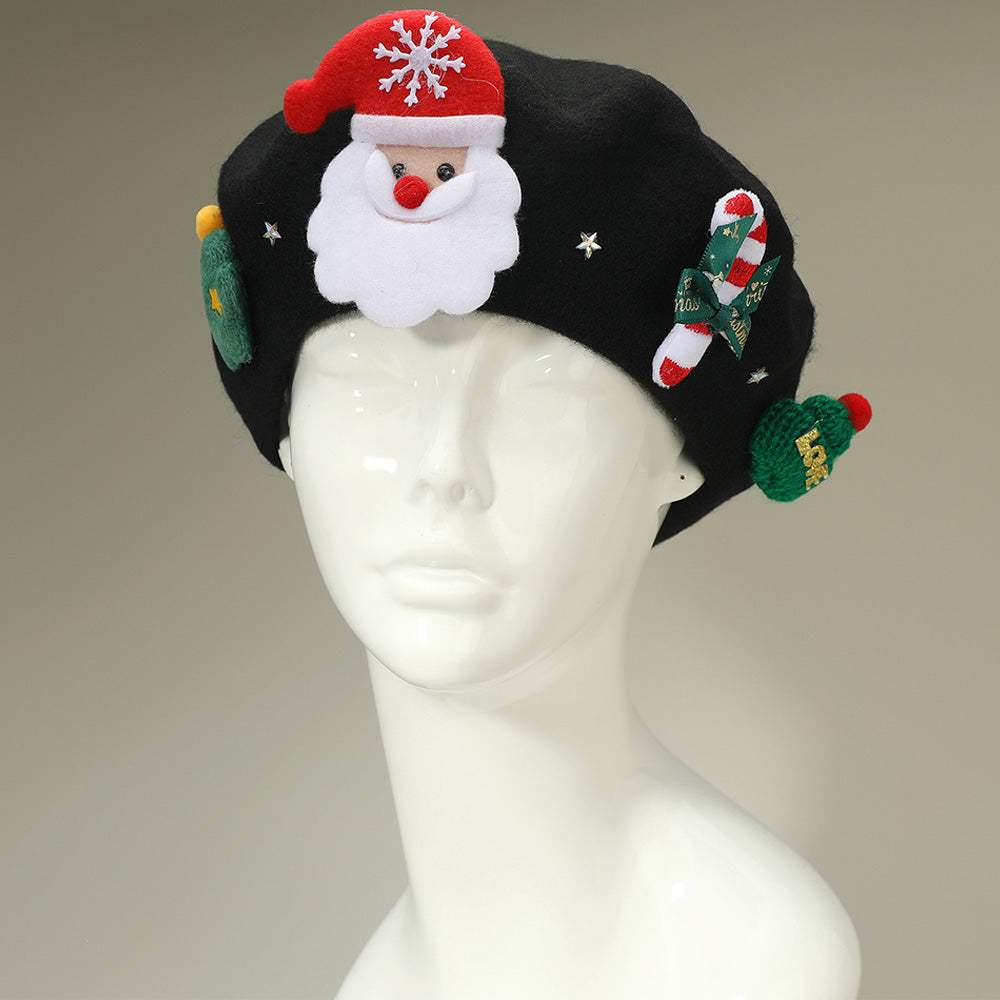 Christmas Decoration Fuzzy Beret Hat - Madeline Love - Flyclothing LLC