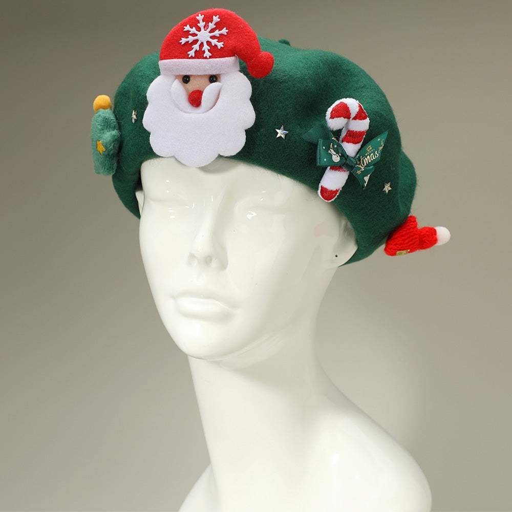 Christmas Decoration Fuzzy Beret Hat - Madeline Love - Flyclothing LLC