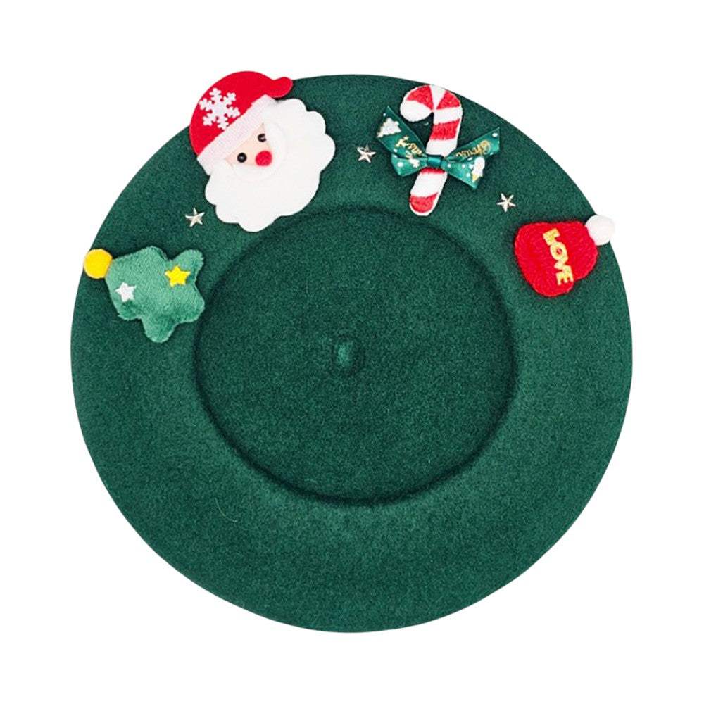 Christmas Decoration Fuzzy Beret Hat - Madeline Love - Flyclothing LLC