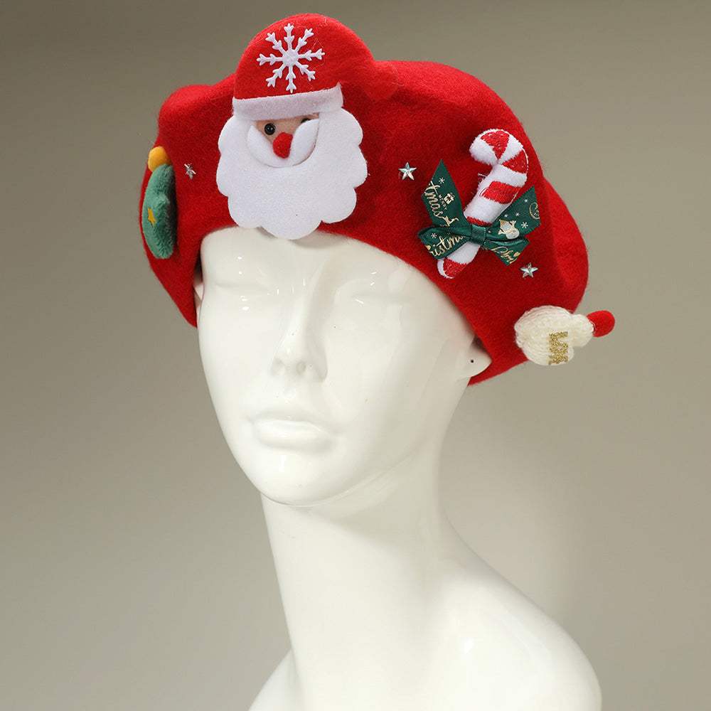Christmas Decoration Fuzzy Beret Hat - Madeline Love - Flyclothing LLC