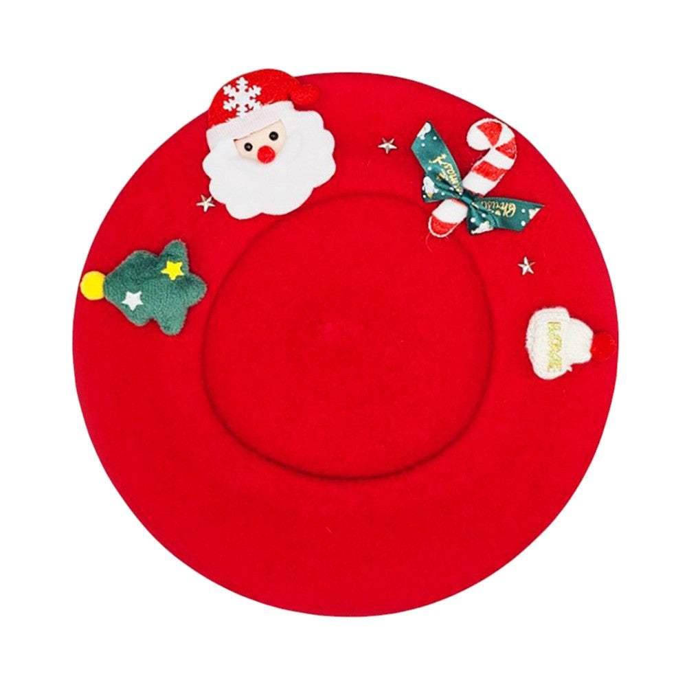 Christmas Decoration Fuzzy Beret Hat - Madeline Love - Flyclothing LLC