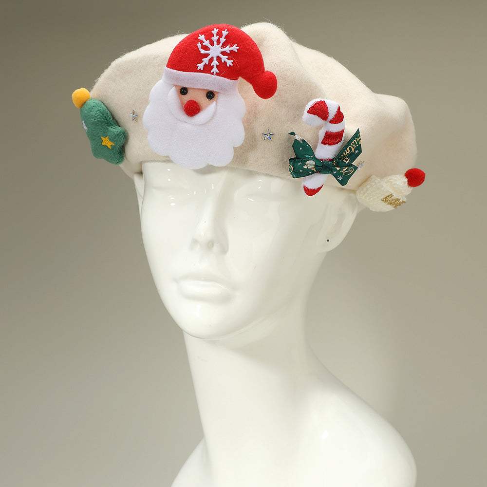 Christmas Decoration Fuzzy Beret Hat - Madeline Love - Flyclothing LLC