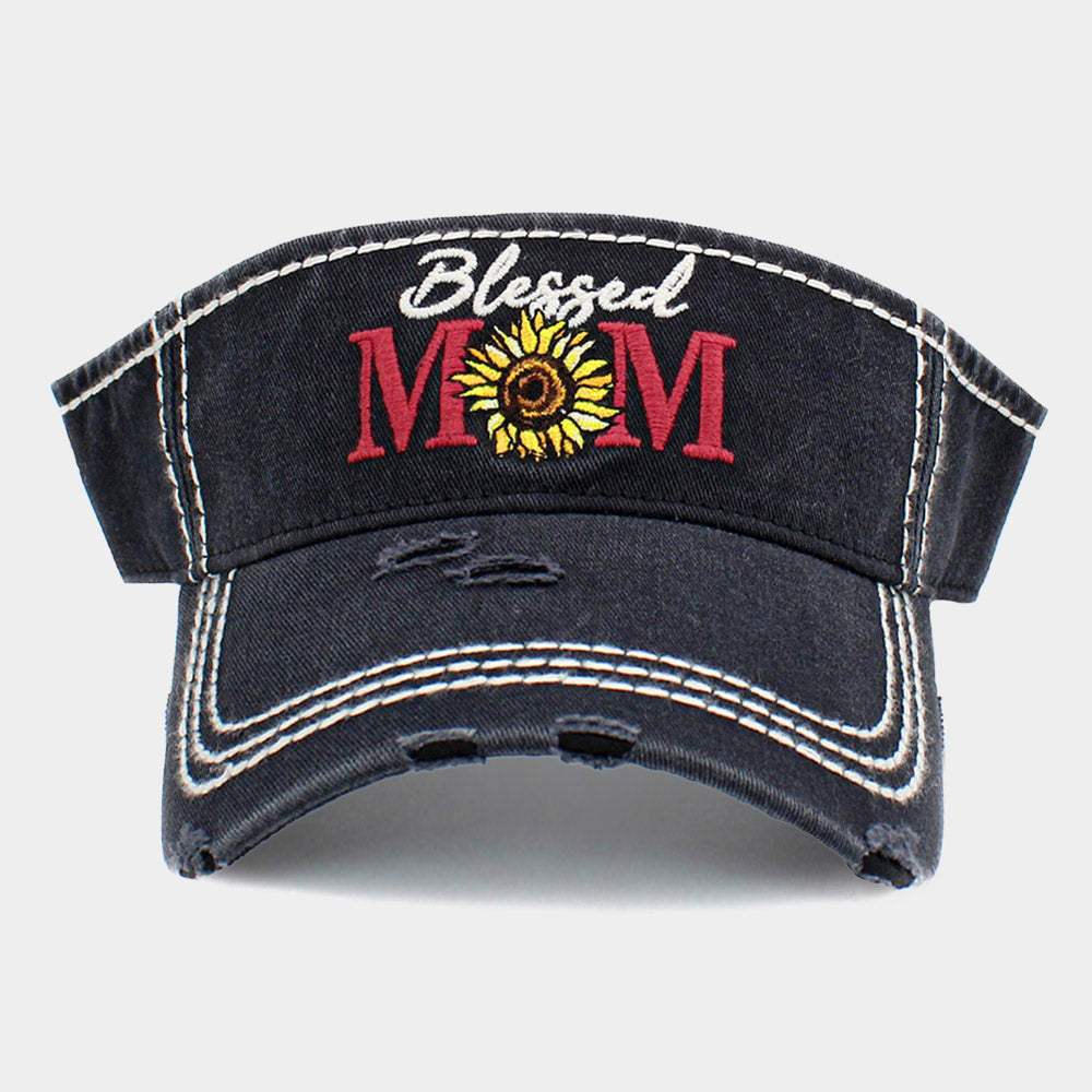 Blessed Mom Sunflower Vintage Visor Hat - Madeline Love - Flyclothing LLC