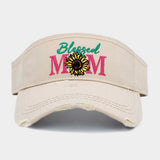 Blessed Mom Sunflower Vintage Visor Hat - Madeline Love - Flyclothing LLC