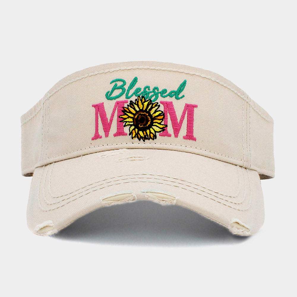 Blessed Mom Sunflower Vintage Visor Hat - Madeline Love - Flyclothing LLC
