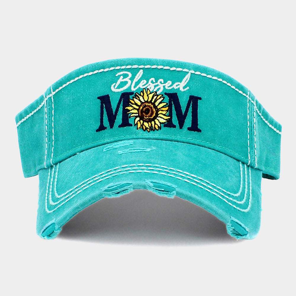Blessed Mom Sunflower Vintage Visor Hat - Madeline Love - Flyclothing LLC