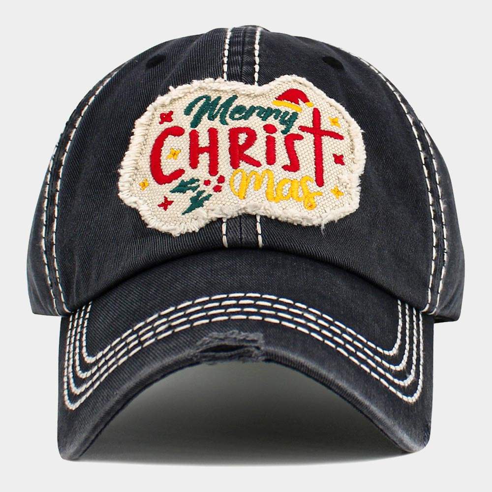 Merry CHRISTMas Message Accented Vintage Baseball Cap - Madeline Love - Flyclothing LLC