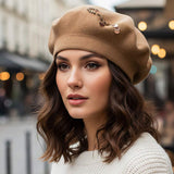 Decorative Sequin Rhinestone Embellished Winter Beret Hat - Madeline Love - Flyclothing LLC