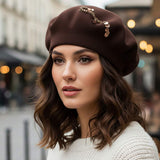 Decorative Sequin Rhinestone Embellished Winter Beret Hat - Madeline Love - Flyclothing LLC
