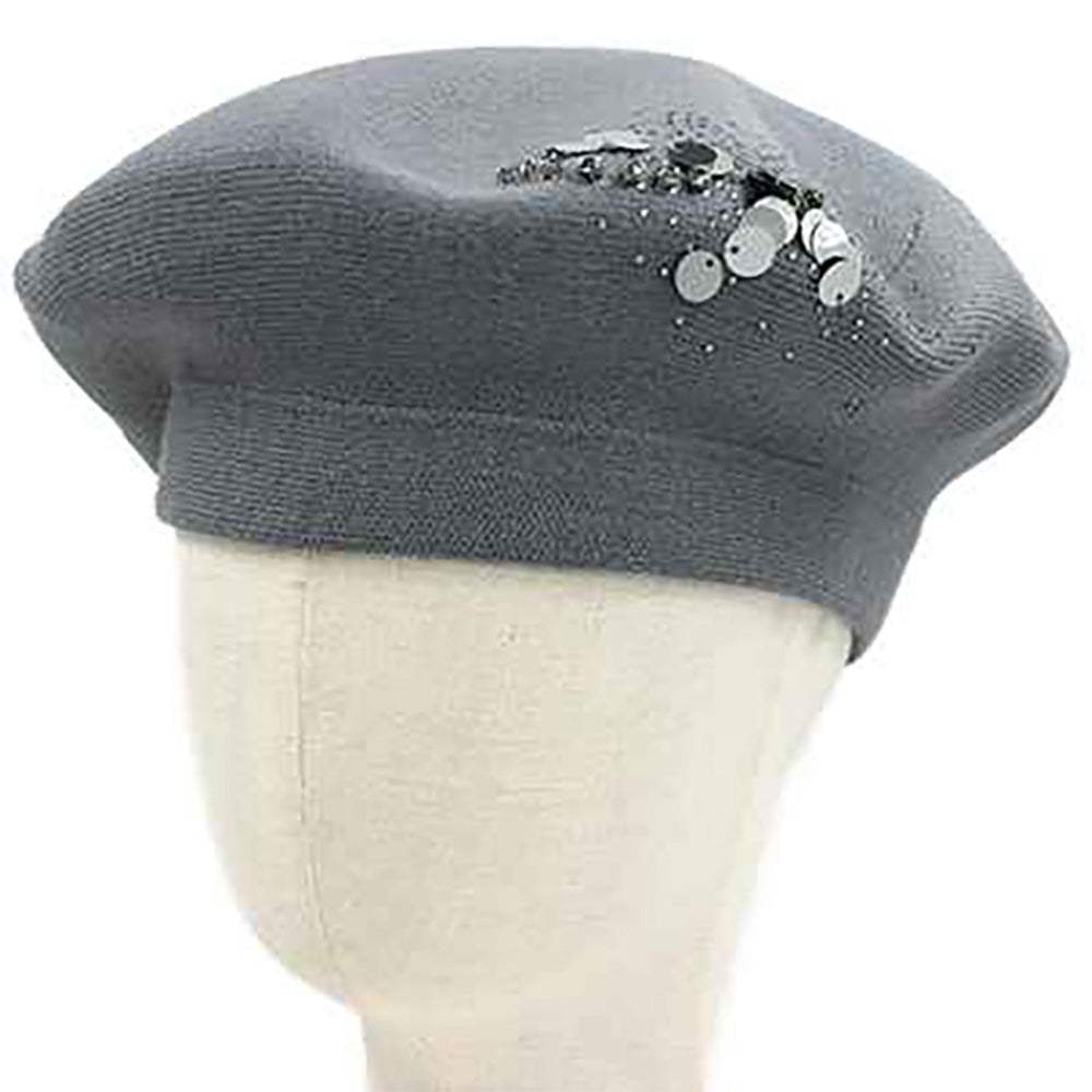 Decorative Sequin Rhinestone Embellished Winter Beret Hat - Madeline Love - Flyclothing LLC