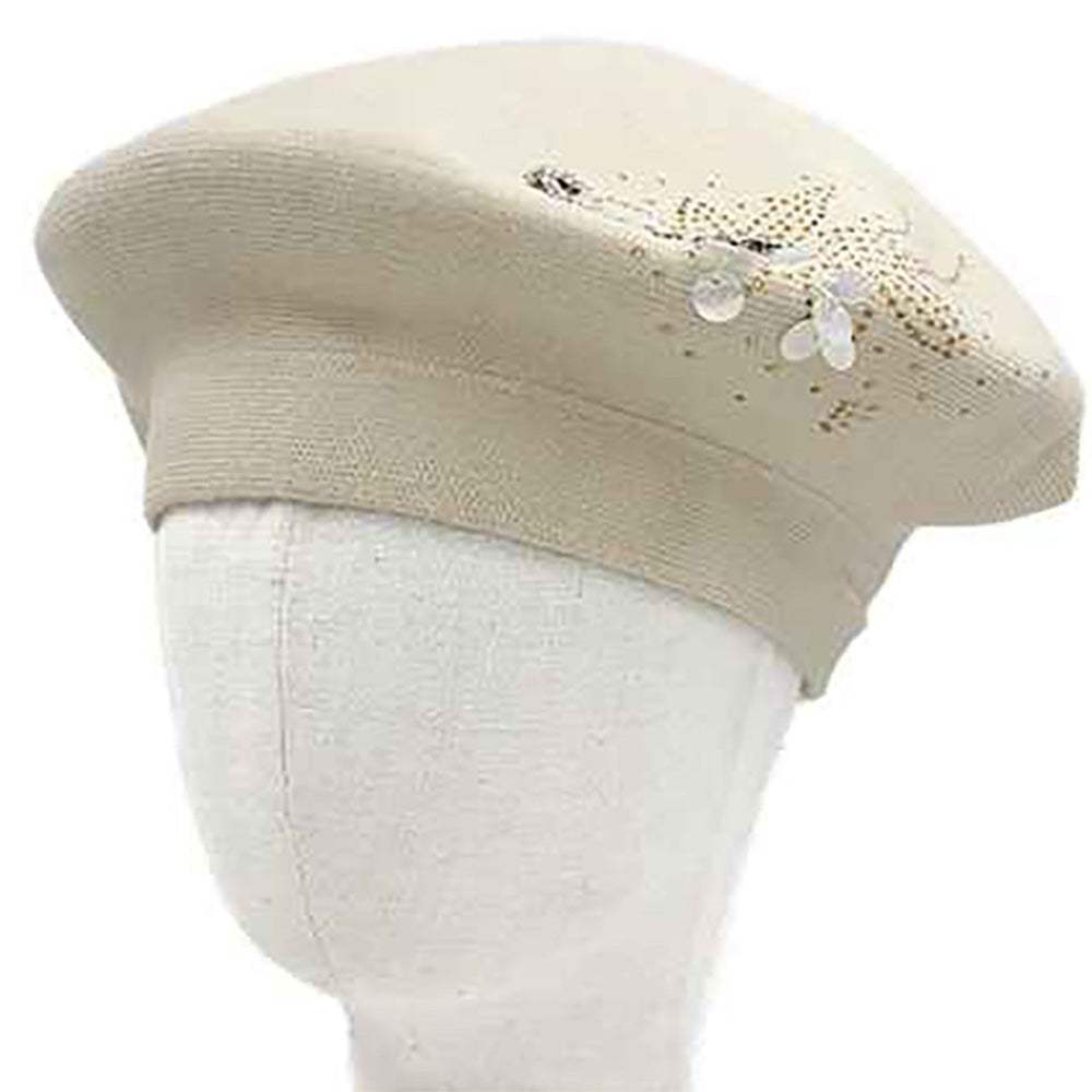 Decorative Sequin Rhinestone Embellished Winter Beret Hat - Madeline Love - Flyclothing LLC