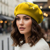 Decorative Sequin Rhinestone Embellished Winter Beret Hat - Madeline Love - Flyclothing LLC
