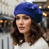 Decorative Sequin Rhinestone Embellished Winter Beret Hat - Madeline Love - Flyclothing LLC