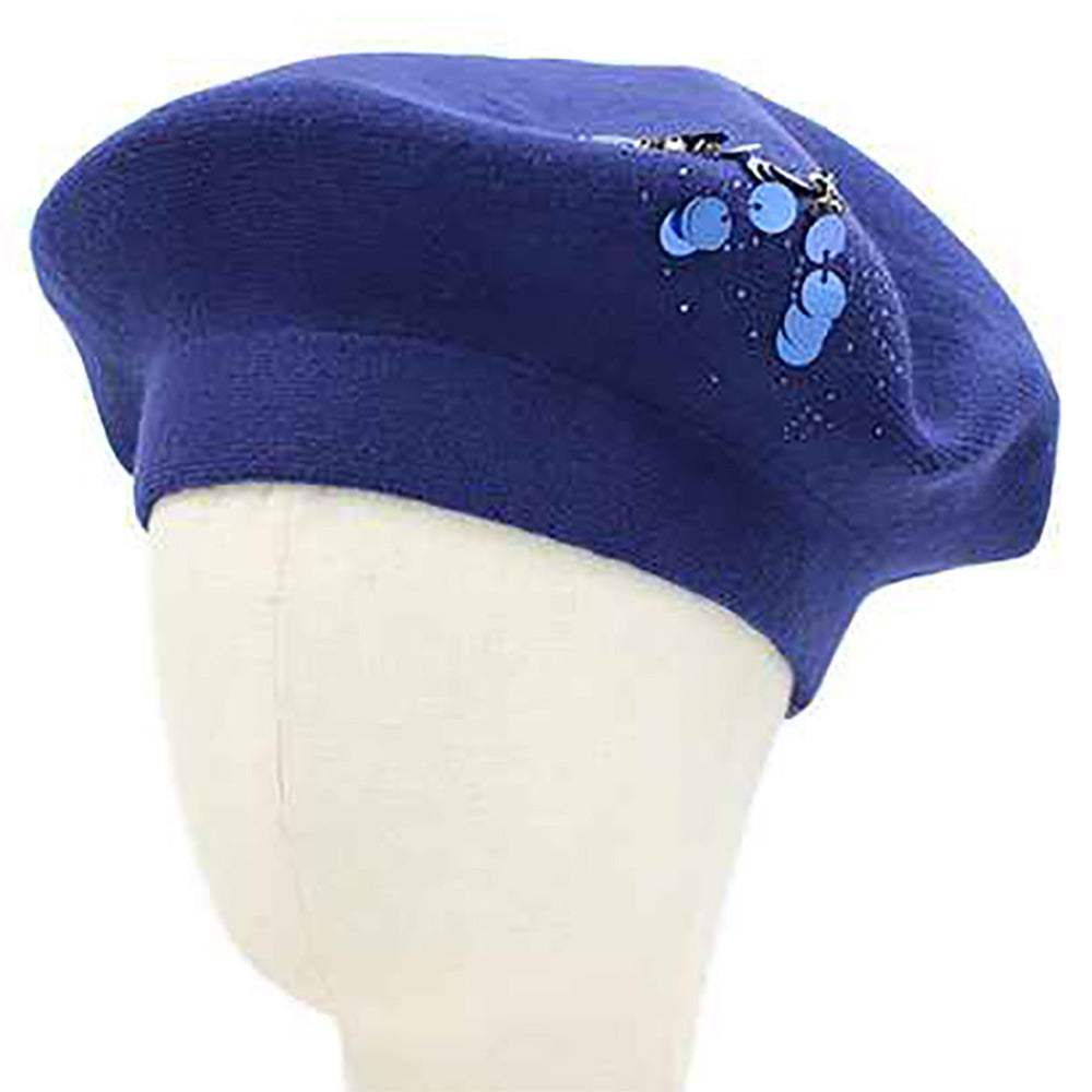 Decorative Sequin Rhinestone Embellished Winter Beret Hat - Madeline Love - Flyclothing LLC