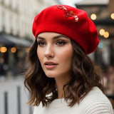 Decorative Sequin Rhinestone Embellished Winter Beret Hat - Madeline Love - Flyclothing LLC