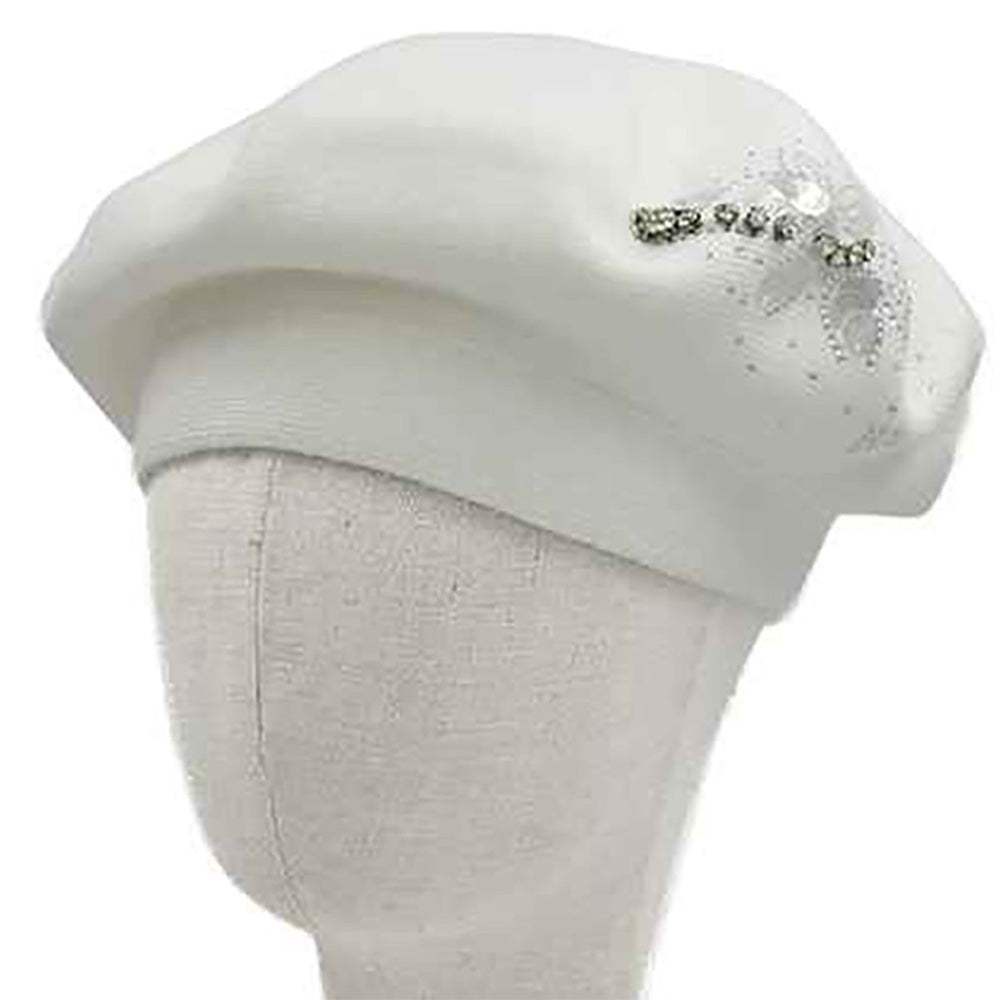 Decorative Sequin Rhinestone Embellished Winter Beret Hat - Madeline Love - Flyclothing LLC