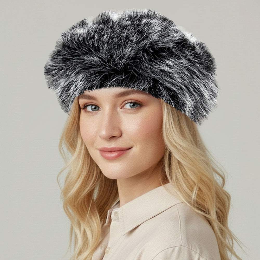 Faux Fur Winter Beret Hat - Madeline Love - Flyclothing LLC
