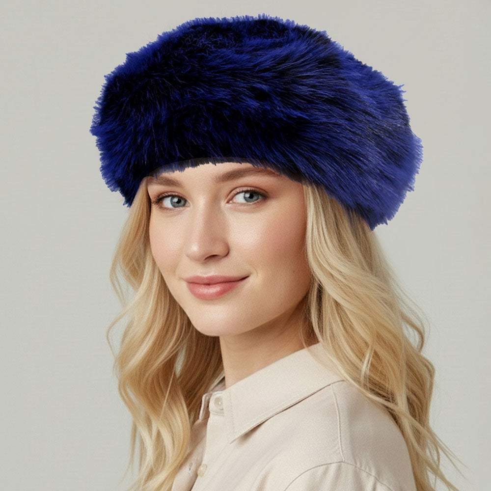 Faux Fur Winter Beret Hat - Madeline Love - Flyclothing LLC