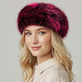 Faux Fur Winter Beret Hat - Madeline Love - Flyclothing LLC