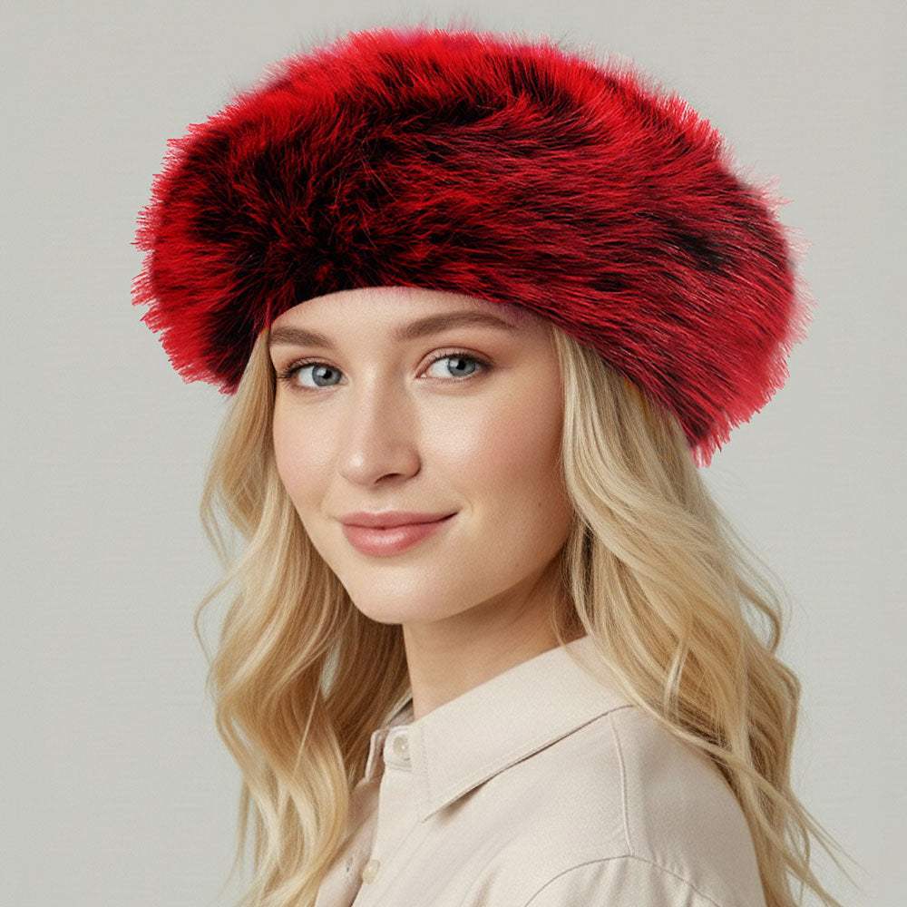 Faux Fur Winter Beret Hat - Madeline Love - Flyclothing LLC