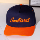 SUNKISSED Message Embroidered Five Panel Canvas Snapback Baseball Cap - Madeline Love - Flyclothing LLC