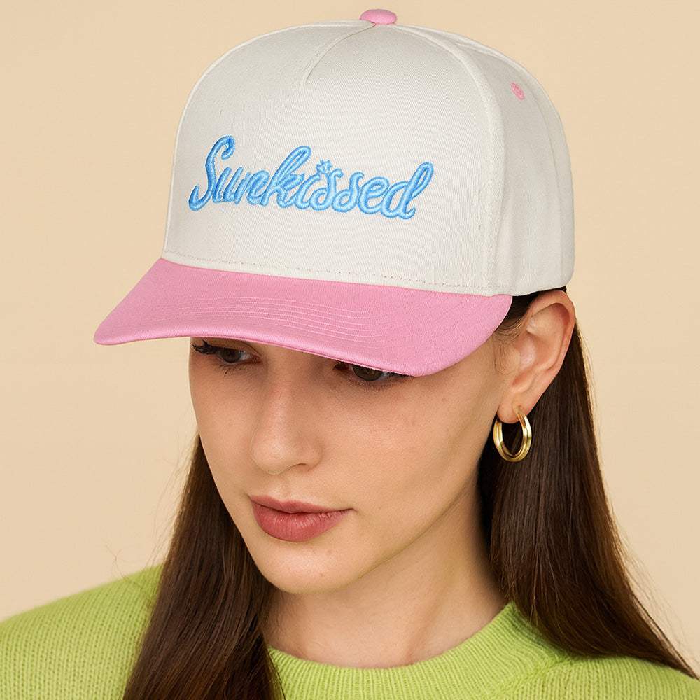 SUNKISSED Message Embroidered Five Panel Canvas Snapback Baseball Cap - Madeline Love - Flyclothing LLC