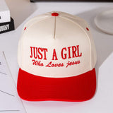 JUST A GIRL Message Embroidered Five Panel Canvas Snapback Baseball Cap - Madeline Love - Flyclothing LLC
