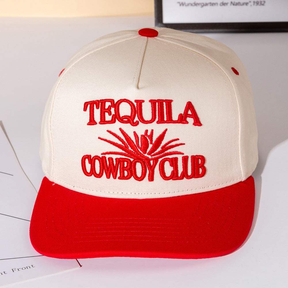 TEQUILA COWBOY Message Embroidered Five Panel Canvas Snapback Baseball Cap - Madeline Love - Flyclothing LLC