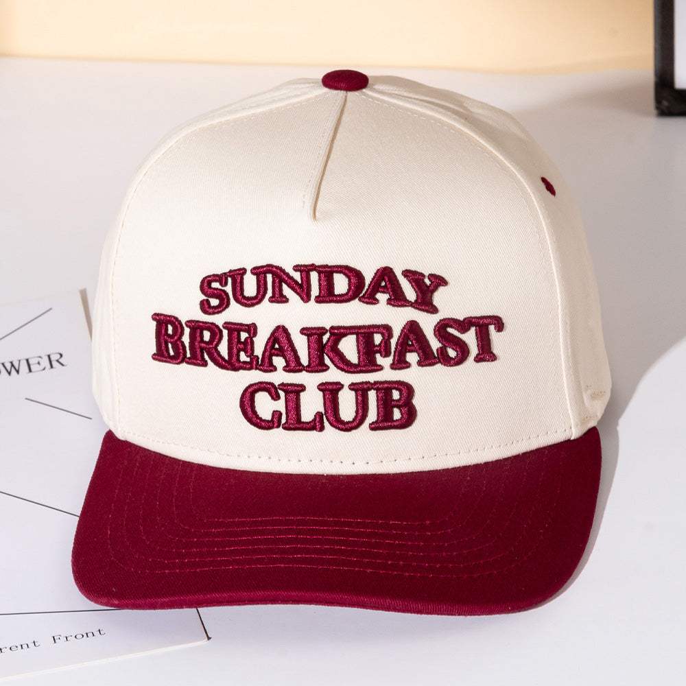 SUNDAY BREAKFAST CLUB Message Embroidered Five Panel Canvas Snapback Baseball Cap - Madeline Love - Flyclothing LLC