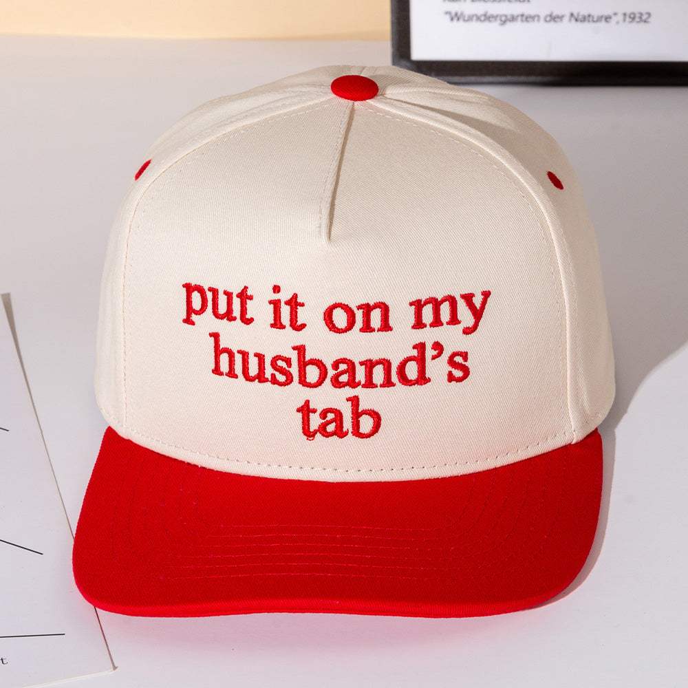 PUT IT ON MY HUSBANDS TAB Message Embroidered Five Panel Canvas Snapback Baseball Cap - Madeline Love - Flyclothing LLC