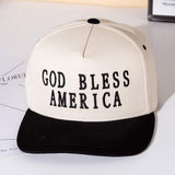 GOD BLESS AMERICA Message Embroidered Five Panel Canvas Snapback Baseball Cap - Madeline Love - Flyclothing LLC
