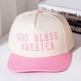 GOD BLESS AMERICA Message Embroidered Five Panel Canvas Snapback Baseball Cap - Madeline Love - Flyclothing LLC