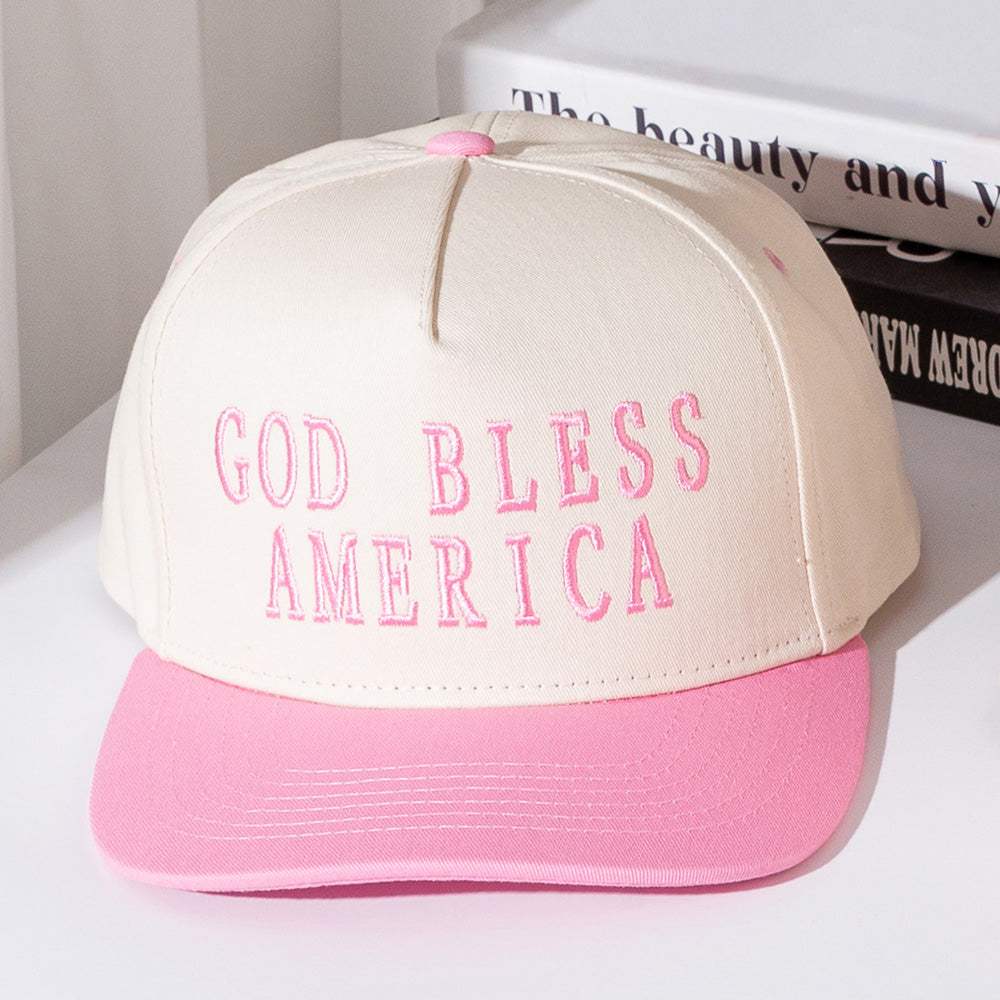 GOD BLESS AMERICA Message Embroidered Five Panel Canvas Snapback Baseball Cap - Madeline Love - Flyclothing LLC