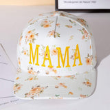 MAMA Floral Embroidered Five Panel Canvas Snapback Baseball Cap - Madeline Love - Flyclothing LLC