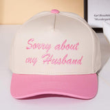 SORRY ABOUT MY HUSBAND Message Embroidered Five Panel Canvas Snapback Baseball Cap - Madeline Love - Flyclothing LLC