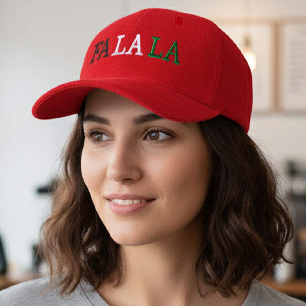 FA LA LA Message Embroidered Five Panel Canvas Snapback Baseball Cap - Madeline Love - Flyclothing LLC