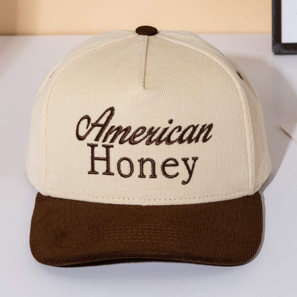 AMERICAB HONEY Message Embroidered Five Panel Canvas Snapback Baseball Cap - Madeline Love - Flyclothing LLC