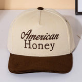 AMERICAB HONEY Message Embroidered Five Panel Canvas Snapback Baseball Cap - Madeline Love - Flyclothing LLC