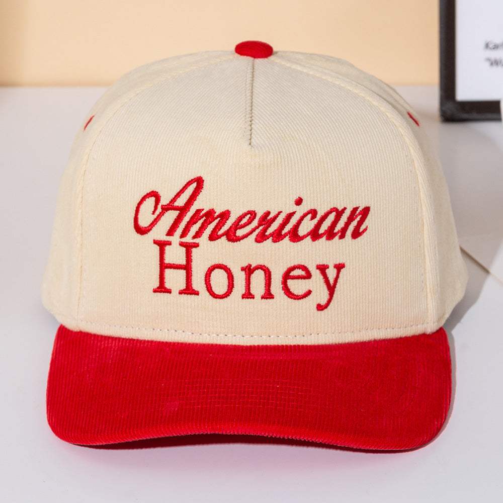 AMERICAB HONEY Message Embroidered Five Panel Canvas Snapback Baseball Cap - Madeline Love - Flyclothing LLC