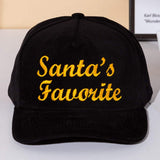 SANTAS FAVORITE Message Embroidered Five Panel Canvas Snapback Baseball Cap - Madeline Love - Flyclothing LLC