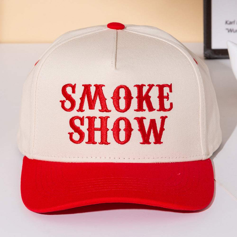 SMOKE SHOW Message Embroidered Five Panel Canvas Snapback Baseball Cap - Madeline Love - Flyclothing LLC