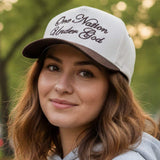 ONE NATION UNDER GOD Message Embroidered Five Panel Canvas Snapback Baseball Cap - Madeline Love - Flyclothing LLC